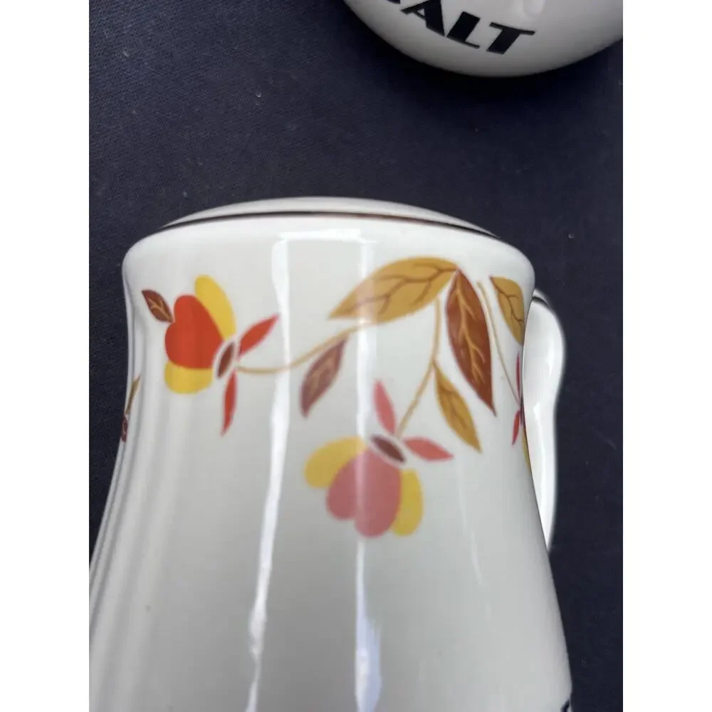 HALL'S Jewel Tea  Autumn Leaf Pattern Salt & Pepper Large Shakers Set Country